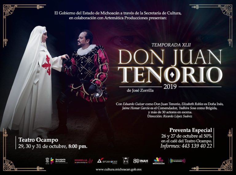 Presentarán la Temporada XLII de “Don Juan Tenorio” en Morelia