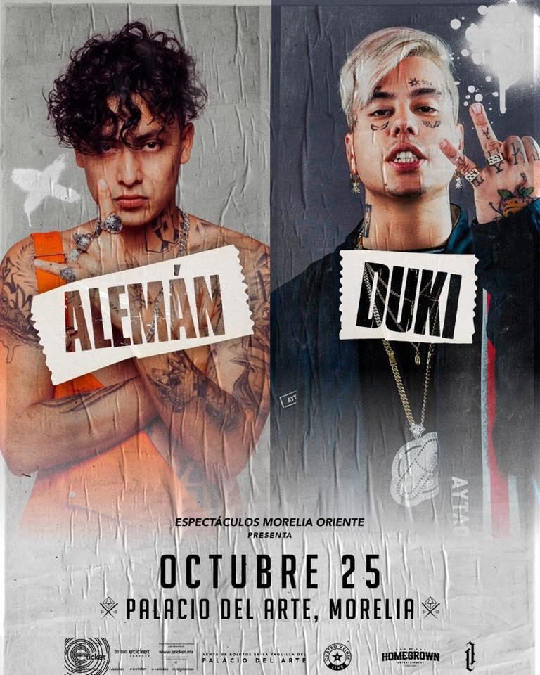 Este viernes, Alemán y Duki ofrecerán concierto en Morelia