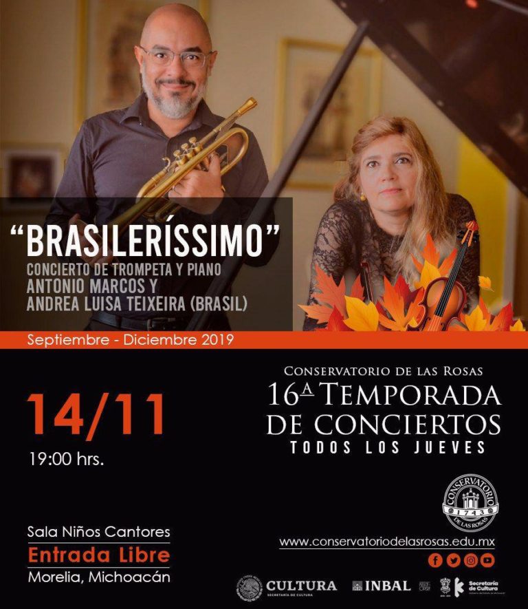 Brasileríssimo: Concierto de trompeta y piano en la 16° Temporada de Conciertos en el Conservatorio de las Rosas