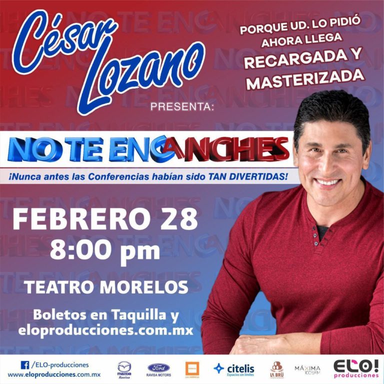 César Lozano compartirá técnicas para no engancharse con la gente tóxica, en Morelia